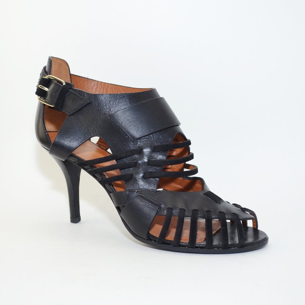 Givenchy Black Leather and Suede Caged Sandals 38/8